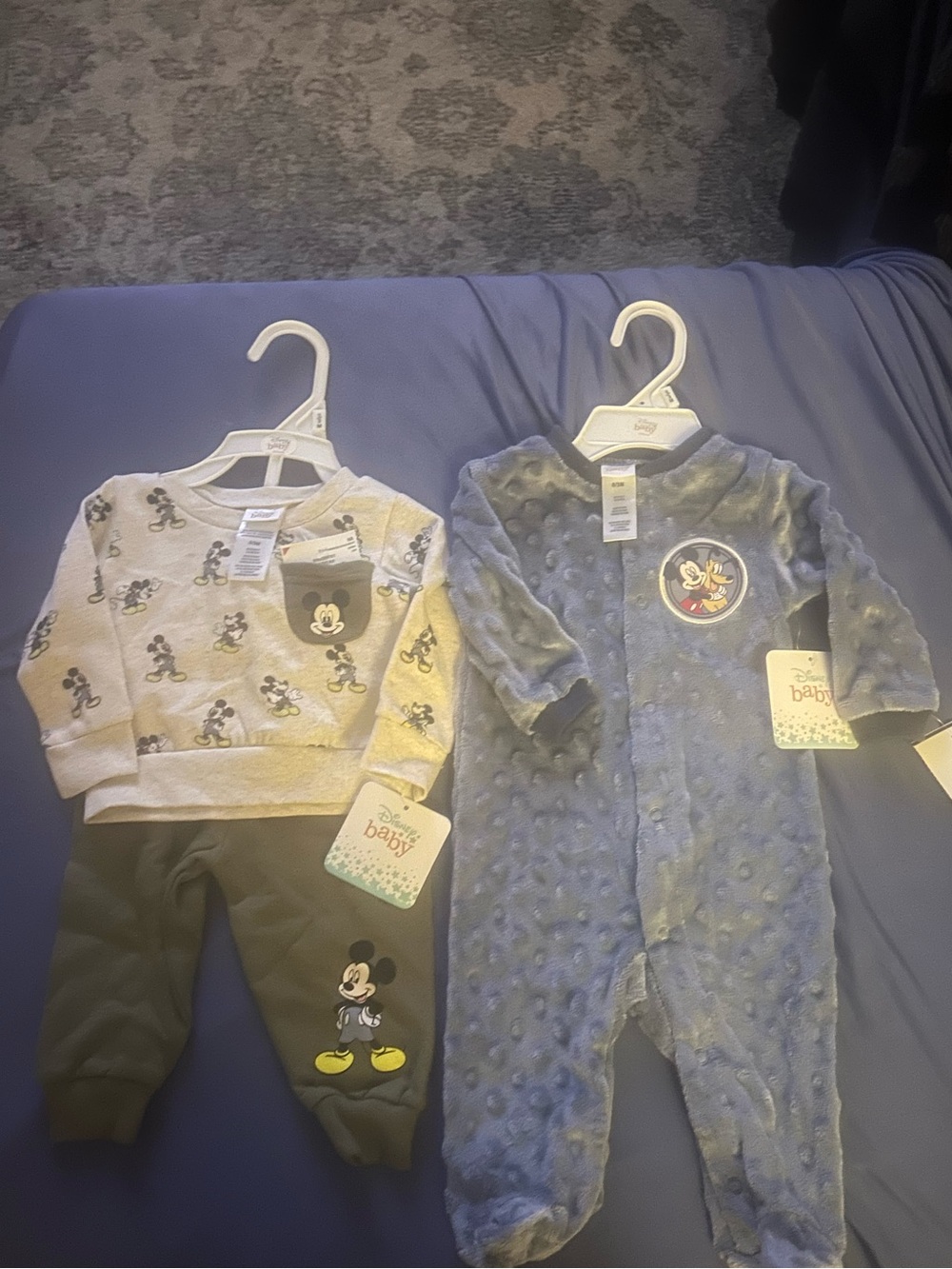Two Outfit Bundle Disney Baby Mickey Mouse Two-Piece Outfit & Quilted Onsie